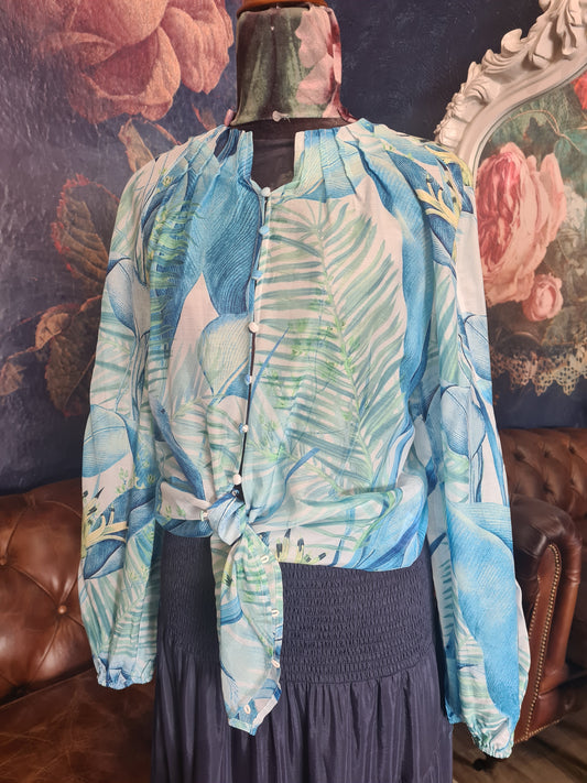 Once/Was Emalia Pleat Neck Blouse